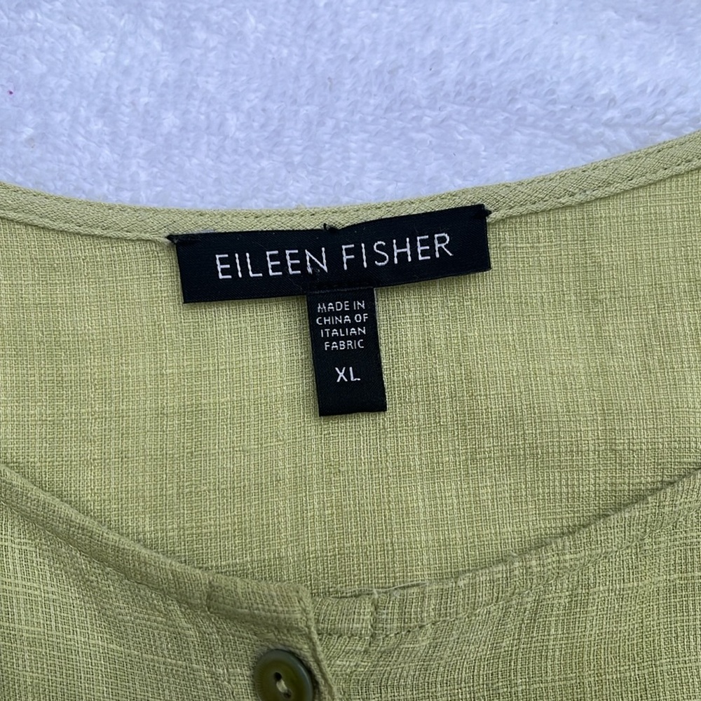 Eileen Fisher green XL  button down top. - Picture 3 of 7